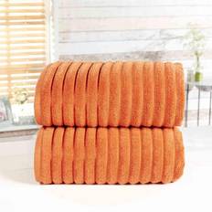 Orange Bath Towels Rapport Set Spice 2 Sheets Ribbed Bath Towel Multicolour, Orange