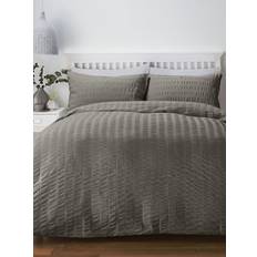 Serene 'Seersucker' Textured Cotton Blend Duvet Cover Grey