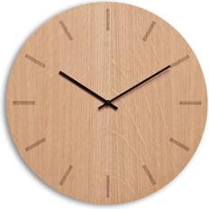 Beige Väggklockor Hemverk Light Oak 38 cm Ljus Ek Med Svart Visare Väggklocka