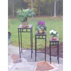 Outdoor plant stands 4D Concepts 3 Piece Slate Square Plant Stands