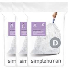 Simplehuman Cleaning Equipment & Cleaning Agents Simplehuman CW0278 Code D 3 x Paquet de 20 (60 sacs) Plastique Transparent