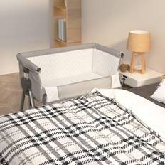 babyseng med madras linnedstof lysegrå