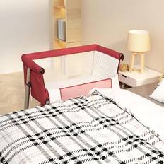 vidaXL Lit Pour Bébé Avec Matelas Rouge Tissu de Llin