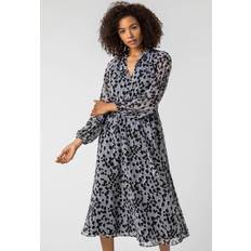 Midi Dresses - Silver Roman Animal Print Belted Midi Dress