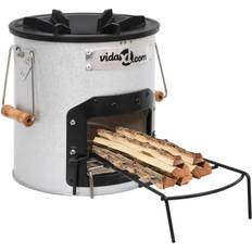 vidaXL Camping Wood Stove Silver 45x25x26 cm Steel