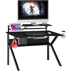 3 Tier Black Gaming Computer Office Desk - Black