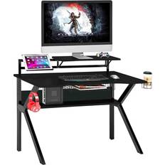 Neo 3 Tier Black Gaming Computer Office Desk - Black