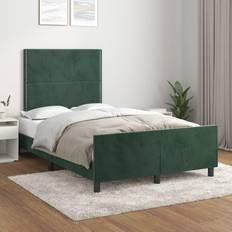 vidaXL Cadre À Lit Double Adulte Meuble de Chambre Vert Foncé 120x200 cm Velours