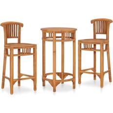 Teck Ensembles de Bar d'Extérieur vidaXL de Jardin 3 pcs Salon de Jardin Mobilier de Patio Table et Chaises de Salle À Manger Extérieur Bois de Teck Solide Ensemble de Bar d'Extérieur