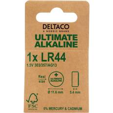 Lr44 1.5v Deltaco Ultimate Alkaline, 1.5V, LR44 button cell, 1-pk