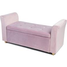 Pink Benches Humza Amani Pink Emma Velvet Storage Bench