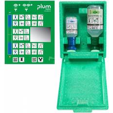 Plum wall box with eye wash bottles, chloride