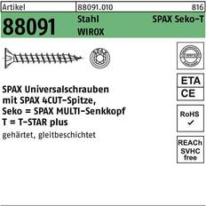 Building Materials Spax Countersunk Head 4.5 x 30 Full Thread Torx 20 Wirox Silver with Rating