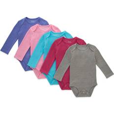 Hanes Flexy Baby Knit 4-Way Stretch Long Sleeve Bodysuits 5-Pack - Pink Purple Assorted