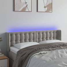 Senge & Madrasser vidaXL med LED-lys 147x16x78/88 cm Fløjl Lysegrå Sengegavl