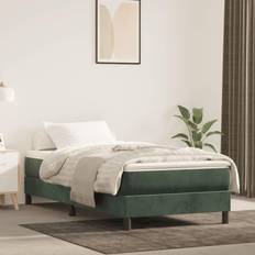 vidaXL Springmadras Med Pocketfjedre 100x200x20 cm Fløjl Mørkegrøn Boxmadras