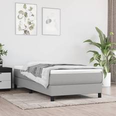 vidaXL Springmadras Med Pocketfjedre 90x200x20 cm Stof Lysegrå Boxmadras