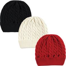 Hudson Baby 3-Pack Knitted Caps In Black/red Black Infant/toddler