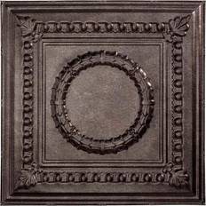 Sheet Materials Fasade Rosette Decorative Vinyl 2ft x 2ft Lay in Ceiling Panel in Smoked Pewter 5 Pack