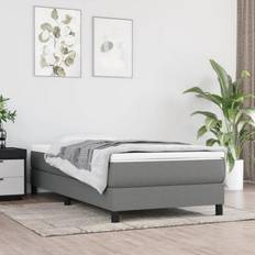 vidaXL Springmadras Med Pocketfjedre 90x200x20 cm Stof Mørkegrå Boxmadras