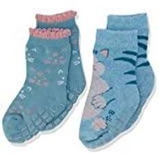 Turquoise Chaussettes Sterntaler ABS-Söckchen Doppelpack Katze hellgrau