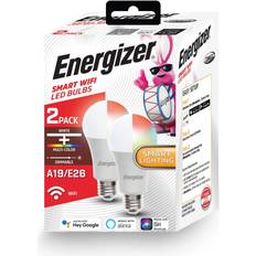 Light Bulbs Energizer EAC2-1002-PP2 A19 800 Lumen Smart Wi-Fi Single White and Multicolor LED Bulbs 2 Pack