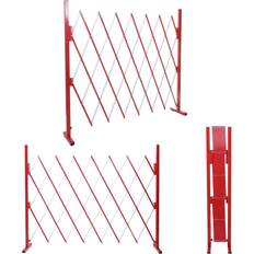 Sicherheit für Kinder Absperrgitter MCW-B34, Scherengitter Zaun Schutzgitter ausziehbar, Alu rot-weiß ~ Höhe 153cm, Breite 28-200cm