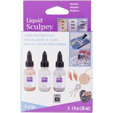 Silver Clay Polyform Sculpey Liquid Metallics 3/Pkg-Pearl, Silver, Gold