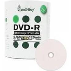 Optical Storage 100 Pack Smartbuy 16X DVD-R 4.7GB 120Min White Inkjet Hub Printable Data Blank Media Recordable Disc