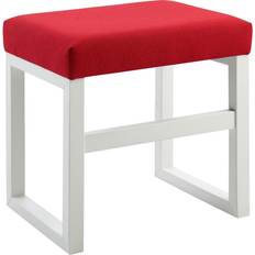 White Stools Teamson Home Kids Wooden Vanity Stool With Padded Seat Chair White/Red