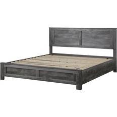 Queen rustic bed frame Benjara Rustic Queen Panel Bed, Oak