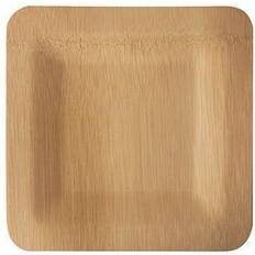 Papstar Assiettes, en bambou "pure" rectangulaire 1,5 cm x 23 cm x 23 cm