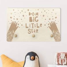 Natural Ganchos y Perchas Porte-manteau Enfant Texte Dream Big Little Star Avec Fleurs Naturelles