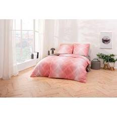 Arancione Set da letto Estella Mako Jersey 135x200 Emiljan Koralle Rauten 6988-290 53.1x78.7"