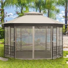 Pavilions & Accessories Costway 10 x12 Patio Gazebo Canopy Shelter Double Top