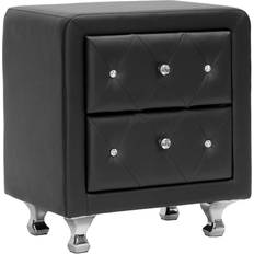 Leathers Bedside Tables Baxton Studio Interiors BBT3084-Black-NS Stella Crystal Bedside Table