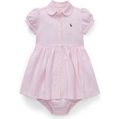 Long Sleeves Dresses Children's Clothing Polo Ralph Lauren Kids Striped Knit Oxford Dress Infant Pink Months