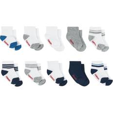 Blue Socks Children's Clothing Hanes Toddler Boys' 10pk Ankle socks Colors Vary 4T-5T, Blue/Gray/White