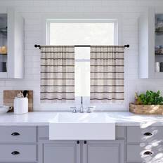 Brown Valances Clean Window Twill Stripe Anti-Dust Kitchen