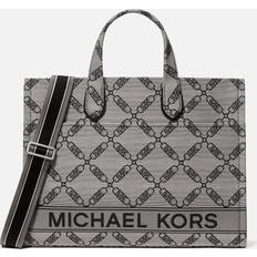 Totes & Shopping Bags Michael Kors MK Gigi Empire Logo Jacquard Large Tote Bag - Natural/Black