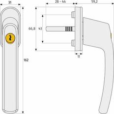 Manillas de ventana ABUS Fenstergriff Abschliessbar FG200W 28-44 mm 44259-9 1pcs