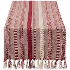 DII Barn Red Braided Stripe Table Runner 15x72 Tablecloth Red (182.88x)