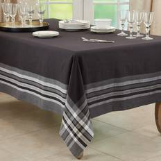 Saro Lifestyle 4387.BK70120B 70 Stripe Border Tablecloth Black