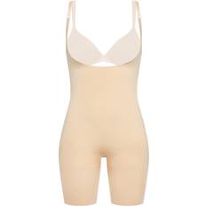 Wireless Shapewear & Under Garments Spanx Women's Power Open-Bust Mid-Thigh Bodysuit Soft Nude