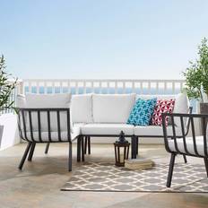 Wood Outdoor Sofas modway Riverside Collection EEI-3794-SLA-WHI Outdoor Sofa