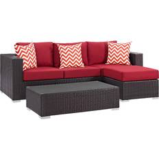 Aluminum Outdoor Sofas & Benches modway Convene Collection EEI-2364-EXP-RED-SET Modular Sofa