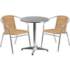 Patio Dining Sets Flash Furniture TLHALUM Collection TLH-ALUM-24RD-020BGECHR2-GG Patio Dining Set