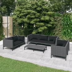 Rattan sofa set Utemöbler vidaXL Patio Lounge Set Outdoor Sectional Sofa 8 Piece Poly Rattan Dark Gray Conjunto de Sala de Exterior