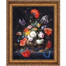 Air Quality Monitor Design Toscano Still Life With Flowers And A Watch Framed Canvas Replica Painting Medium
