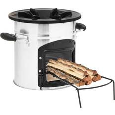 VidaXL Camping Cooking Equipment vidaXL Camping Wood Stove Silver 45.5x33x25.5 cm Stainless Steel